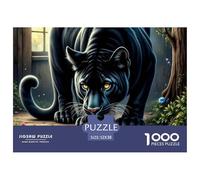 Puzzles de panthères Noires en Bois. Puzzle pour Adultes et Enfants. 1000 pièces Jeu de défi Impossible Jeu éducatif Décoration d'intérieur pour Cadeaux de Jeux éducatifs 52x38cm/1000 pièces