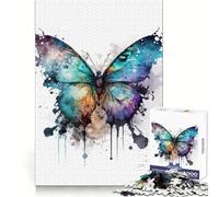 Puzzles de Papillons Aquarelle pour Adolescents, 1000 pièces, pour développer l'intelligence et l'habileté, pour Une évasion paisible et Un Assemblage Facile, Cadeau de Noël (38x26cm)