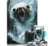 Puzzles de Paysage d'ours Brun forestier pour Adolescents, Difficiles à compléter mais Amusants et Humoristiques avec Une Affiche Assortie et Une Feuille de Questions-réponses 75x50cm