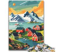 Puzzles de paysages de Villages du Groenland pour Adultes 1000 pièces, Jouets éducatifs, Jeux Anti-Stress, Cadeaux du Père Noël Secret pour Les Enfants de 14 Ans et Plus (1000 pièces, 26x38cm)