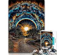 Puzzles de paysages fantastiques pour Adolescents Puzzle de 1 000 pièces, Difficile à compléter, mais Amusant et Humoristique avec Une Affiche et Une Feuille de Questions Assorties 38x52cm