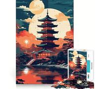 Puzzles de paysages Japonais Vintage 1000 pièces Jeu de Concentration mentale Découpe de précision Bords Lisses Jeu de Construction de Liens significatifs (38x52cm)