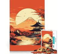 Puzzles de paysages Japonais Vintage 1000 pièces Jeu de Concentration mentale Découpe de précision Bords Lisses Jeu de Construction de Liens significatifs (38x52cm)