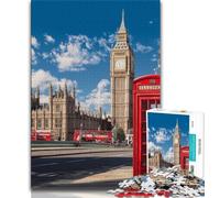 Puzzles de paysages urbains de Londres et de Paris pour adultes et adolescents,1 000 pièces,anti-stress,vacances à la maison,tuez le temps avec une affiche assortie et une feuille de questions-réponse