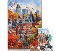 Puzzles de paysages urbains pittoresques à l'aquarelle pour Adultes, stimulent Le Cerveau et stimulent la Patience Jouets addictifs adaptés aux Couples (38x26cm)