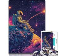 Puzzles de pêche Astronaute pour Adolescents 1000 Puzzles, Staycation Kill Time Chaque pièce est Unique - Jeu Familial Stimulant et Amusant 38x26cm
