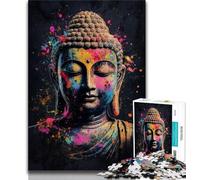 Puzzles de Peinture à l'huile Bouddha coloré pour Adolescents 1000 pièces, Jeux éducatifs, décoration Murale, Cadeaux d'anniversaire et de Noël Uniques 38x26cm