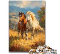 Puzzles de Peinture à l'huile de Chevaux 1000 pièces pour Adolescents, défi d'intelligence cérébrale, Jouets addictifs, Cadeaux d'anniversaire pour Les 14 Ans et Plus, 50x75cm