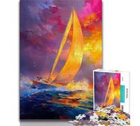 Puzzles de Peinture à l'huile de voilier pour Adultes 1000 Puzzles, Jeu Familial Anti-Stress défi Difficile Cadeaux du Père Noël Secret 38x26cm