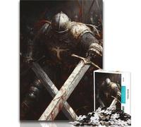 Puzzles de Peinture de Chevaliers médiévaux pour Adultes 1000 pièces, Jouets éducatifs et éducatifs pour la Famille avec Affiche et fiche de Questions-réponses (38x26cm)