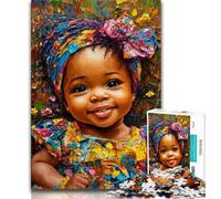 Puzzles de Petite Fille Africaine pour Adultes et Adolescents, Aidez Le Cerveau à exercer des Jouets addictifs pour cultiver la Patience, adaptés aux Couples (50x75cm)