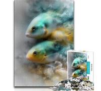 Puzzles de Poissons Aquarelle pour Adultes 1000 Puzzles, Aide Le Cerveau à exercer des Jouets addictifs pour cultiver la Patience Interaction Parent-Enfant 50x75cm