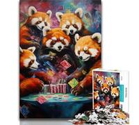 Puzzles de Poker Red Panda 1000 pièces pour Adolescents, Jeu Stimulant et Familial avec des pièces de Formes aléatoires entièrement emboîtables (50x75cm)