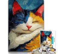 Puzzles de Portraits de Chats pour Adultes et Adolescents, Jeux éducatifs, décoration Murale, Cadeaux d'anniversaire et de Noël Uniques (75x50cm)