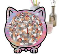 Puzzles de pose de chats - Décoration irrégulière avec cadre photo - Puzzle en bois de 135 pièces pour adultes avec boîte de rangement - Pour et amis - Défi et jeu dans le salon