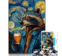 Puzzles de Raton Laveur du Ciel Nocturne pour Adultes et Adolescents, Jeux Amusants en Famille, idéal comme Cadeau pour Toute la Famille 38x26cm