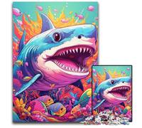Puzzles de Requin Mignons 1000 pièces pour Adultes Puzzles en Carton Cadeau Parfait pour la décoration intérieure et Les Vacances 26x38cm / 10,23x14,96 Pouces