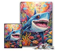 Puzzles de Requins Mignons 1000 pièces pour Adultes Puzzles en Carton pour Adultes Casse-tête Stimulant pour Adolescents, soirée de Jeux en Famille Amusante Taille 26x38cm