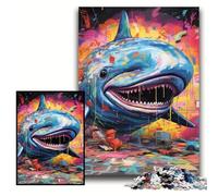 Puzzles de Requins pour Puzzles en Bois de 1000 pièces Parfait pour s'amuser en Famille, Jeux de société, Cadeaux de fête d'anniversaire Taille 50x75cm