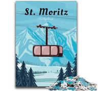 Puzzles de Saint-Moritz, Suisse, 1000 pièces pour Adolescents, Cadeau d'anniversaire pour Tuer Le Temps, Cadeaux, décoration Murale pour 14 Ans et Plus (1000 pièces, 26x38cm)