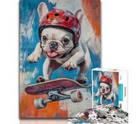 Puzzles de Skateboard Bulldog pour Adultes et Adolescents, Jeux éducatifs, Anti-Stress, Cadeaux et Jouets de qualité 50x75cm