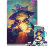 Puzzles de sorcières et de Chats animés pour Adolescents, Difficiles à compléter, mais Amusants et Humoristiques, avec Une Affiche et Une fiche de Questions-réponses Assorties (50x75cm)