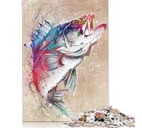 Puzzles de Sport Aquarelle Poisson Art 1000 pièces Puzzle en Bois pour Adultes Puzzles Casse-tête pour Adultes 1000 pièces (75 x 50 cm)