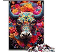 Puzzles de taureaux colorés pour Adultes et Adolescents, Jeu Familial Anti-Stress, défi Difficile, Superbes Cadeaux et Jouets (26x38cm)