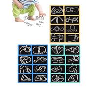 Puzzles de teaser pour le cerveau en métal - 24 pièces avec sac de rangement 24 pièces TEASER BRAIN POUR ADULTS PUZZLES | Jouet d'intelligence, récompense en classe pour les adolescents garçons hommes
