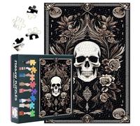 Puzzles de ténèbres, crâne et roses sur fond noir, puzzle pour adultes, 1000 pièces, puzzle impossible difficile pour adultes, 50 x 70 cm