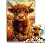 Puzzles de Vaches des Highlands pour Adolescents, 1 000 pièces, Anti-Stress, pour Passer Le Temps à la Maison, avec Affiche et fiche de Questions-réponses Assorties (38x26cm)