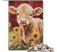 Puzzles de Vaches tournesols de Ferme pour Adultes 1000 pièces, Jouets addictifs pour stimuler l'intelligence cérébrale, Cadeaux d'anniversaire pour Les 14 Ans et Plus (26x38cm)