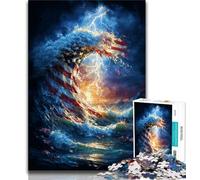 Puzzles de Vagues de Drapeau américain pour Adultes 1000, Aidez Le Cerveau à exercer des Jouets addictifs pour cultiver la Patience Une œuvre d'art 38x26cm