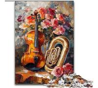 Puzzles de Violon à Fleurs pour Adultes 1000 pièces, Jouets stimulants, décoration Murale, Cadeaux d'anniversaire et de Noël Uniques (50x75cm)