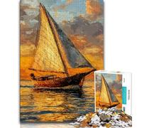Puzzles de voiliers africains 1000 pièces pour Adolescents, Assemblage de Motifs Amusant à la Maison, Cadeau d'anniversaire, Cadeaux de Voyage 50x75cm