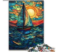 Puzzles de voiliers en vitrail pour Adultes, Anti-Stress, pour Passer Le Temps à la Maison, avec Affiche et fiche de Questions Assorties (50x75cm)