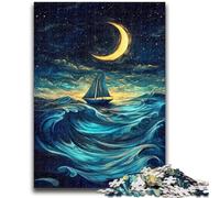 Puzzles de voiliers sous Le Ciel Nocturne pour Adultes, 1 000 pièces, Jouets éducatifs, Anti-Stress, adaptés à la décoration de Bureau (50x75cm)