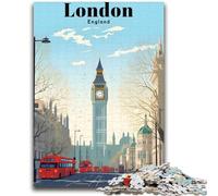 Puzzles de Voyage à Londres,Angleterre,pour Adultes et Adolescents,à partir de 14 Ans,Jeux Amusants,activités Amusantes à la Maison,Cadeaux d'anniversaire,Cadeaux de Voyage,1000 pièces (26x38cm)
