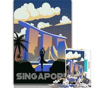 Puzzles de Voyage à Singapour, 1000 pièces pour Adultes et Adolescents, pour Tuer Le Temps en Vacances, avec des pièces de Formes aléatoires entièrement emboîtables 75x50cm
