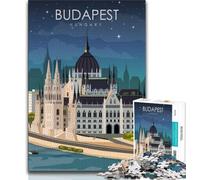 Puzzles de Voyage Budapest Hongrie pour Adultes et Adolescents 1000 pièces, Anti-Stress, Vacances à la Maison, tuez Le Temps avec Affiche Assortie et Feuille de Questions 38x26cm