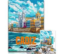 Puzzles de Voyage Cadix Espagne pour Adultes et Adolescents, Aidez Le Cerveau à exercer des Jouets addictifs pour cultiver la Patience et l'interaction Parent-Enfant 75x50cm