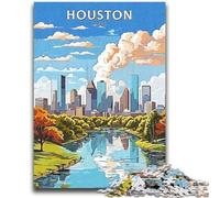 Puzzles de Voyage Houston Texas pour Adolescents 1000 pièces, activité familiale avec Affiche et fiche de Questions-réponses pour Les 14 Ans et Plus 1000 pièces (50x75cm)