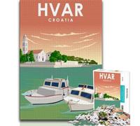 Puzzles de Voyage Hvar Croatie pour Adultes et Adolescents, 1 000 pièces, Jouet éducatif et décompressant, idéal pour la décoration de Bureau, 38x52cm