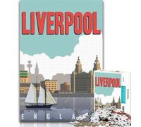 Puzzles de Voyage Liverpool Angleterre pour Adolescents 1000 pièces, Jouets éducatifs et éducatifs pour la Famille, pour renforcer l'amour Entre Couples 26x38cm