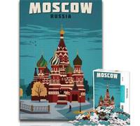 Puzzles de Voyage Moscou Russie 1000 pièces pour Adultes et Adolescents, Aidez Le Cerveau à exercer des Jouets addictifs pour cultiver la Patience et l'interaction Parent-Enfant 38x26cm