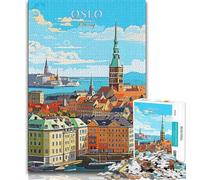 Puzzles de Voyage Norvège Oslo pour Adultes 1000 pièces, Jeu Stimulant, idéal comme Cadeau pour Toute la Famille 75x50cm