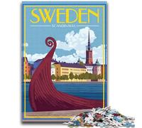 Puzzles de Voyage Scandinavie Suède pour Adultes 1000 pièces, activité familiale avec Affiche et fiche de Questions pour Les 14 Ans et Plus 2000 pièces (70x100cm)