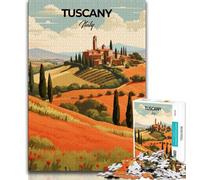 Puzzles de Voyage Toscane Italie 1000 pièces pour Adolescents, Cadeaux, Jeu de Quiz, décoration Murale, Cadeaux d'anniversaire et de Noël Uniques 50x75cm
