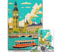 Puzzles de Voyage Vintage à Londres pour Adultes, 1000 pièces, Jeu Familial Difficile, Anti-Stress, défi Difficile, Superbes Cadeaux et Jouets, 50x75cm