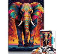 Puzzles d'éléphants colorés pour Adultes et Adolescents, 1000 pièces, Difficiles à compléter, mais Amusants et Humoristiques, avec Une Affiche et Une fiche de Questions-réponses Assorties (38x26cm)